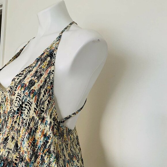 PLANET Blue Bohemian feather summer top beige XSMALL sleeveless flowy NEW - Picture 7 of 11